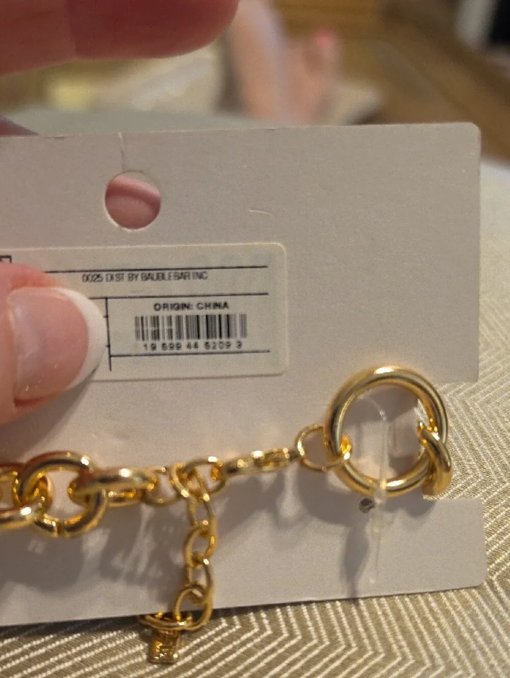 Sugarfix by BaubleBar Gold Chain Bracelet with Black Heart Lock Charm